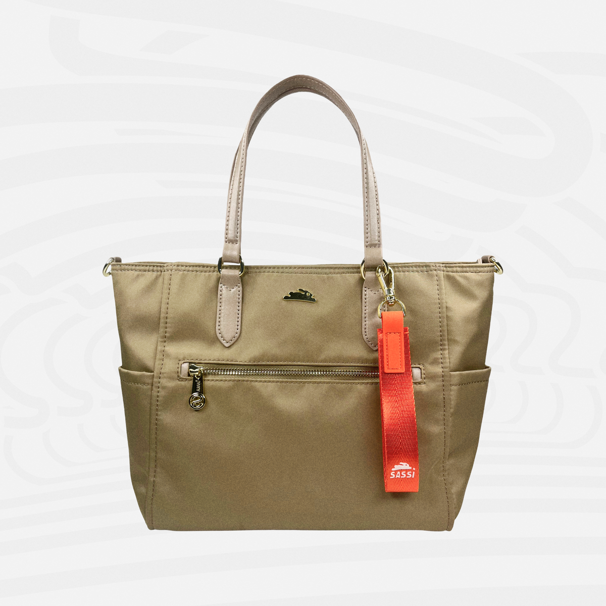 SASSi Athena Nylon Tote Bag, Water-Repellent Work Bag with Detachable Crossbody Strap