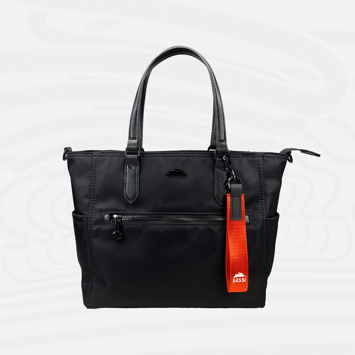SASSi Athena Nylon Tote Bag, Water-Repellent Work Bag with Detachable Crossbody Strap