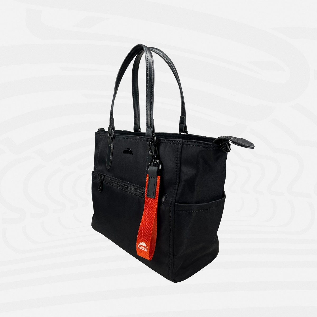 SASSi Athena Nylon Tote Bag, Water-Repellent Work Bag with Detachable Crossbody Strap