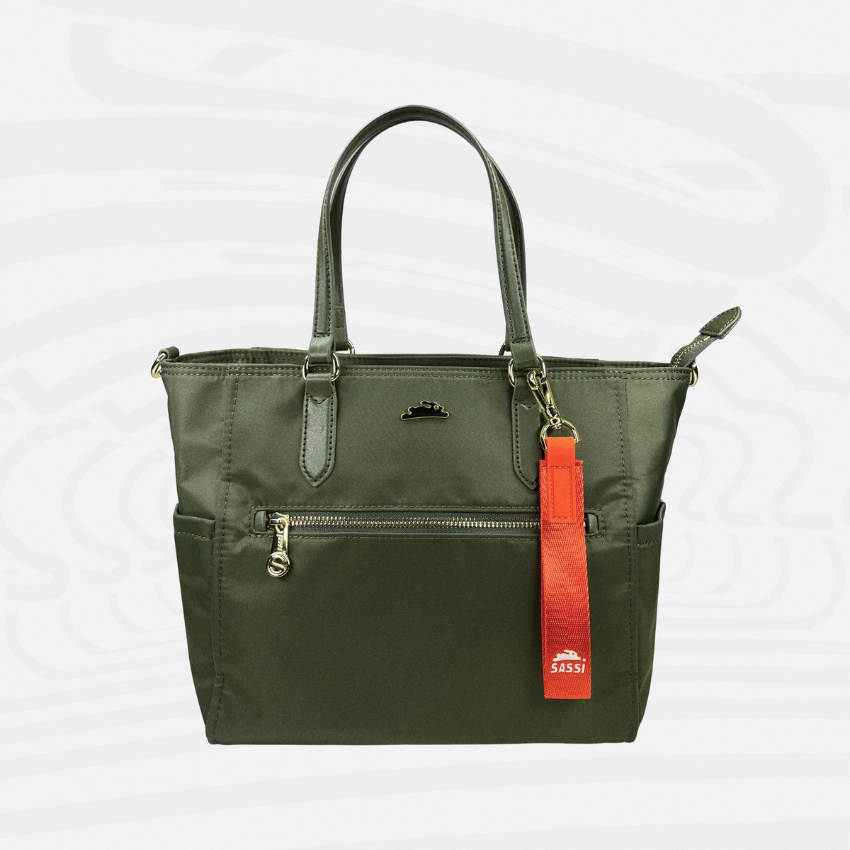 SASSi Athena Nylon Tote Bag, Water-Repellent Work Bag with Detachable Crossbody Strap