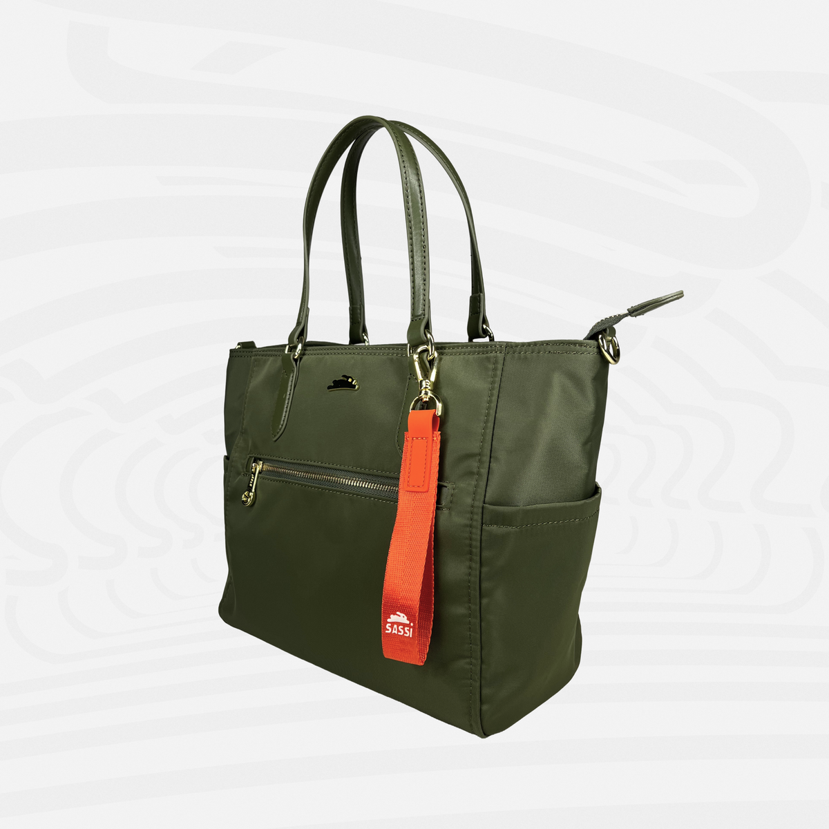 SASSi Athena Nylon Tote Bag, Water-Repellent Work Bag with Detachable Crossbody Strap