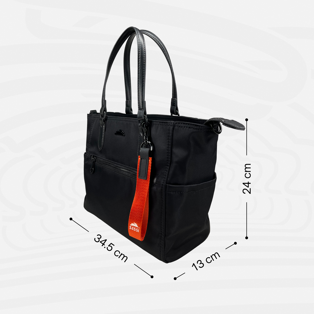 SASSi Athena Nylon Tote Bag, Water-Repellent Work Bag with Detachable Crossbody Strap